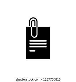 Black isolated icon of paper clip on white background.