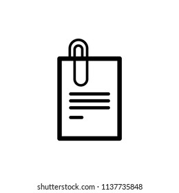 Black isolated icon of paper clip on white background.
