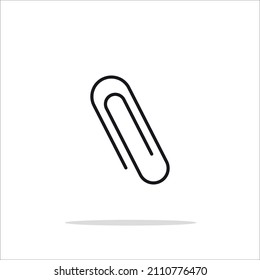 Black isolated icon of paper clip on white background. Silhouette of paper clip. Flat design.