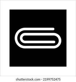 Black isolated icon of paper clip on white background. Silhouette of paper clip. Flat design.