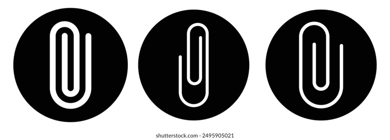 Black isolated icon of paper clip on white background. Silhouette of paper clip. Flat design. eps 10