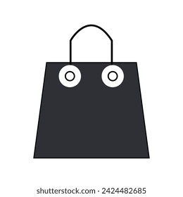 Black isolated icon of shopping bag on white background. Silhouette of package. Vector illustration. Eps file 263.