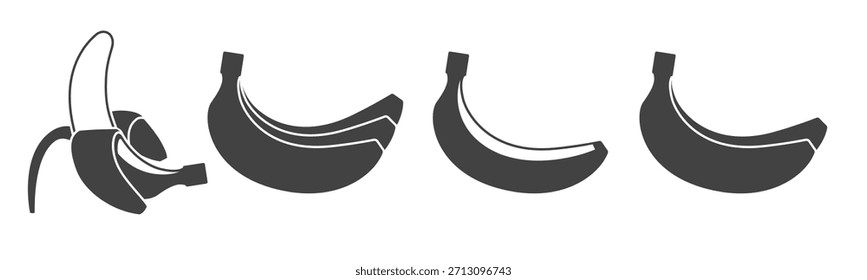 ícones isolados em preto em uma banana tema
