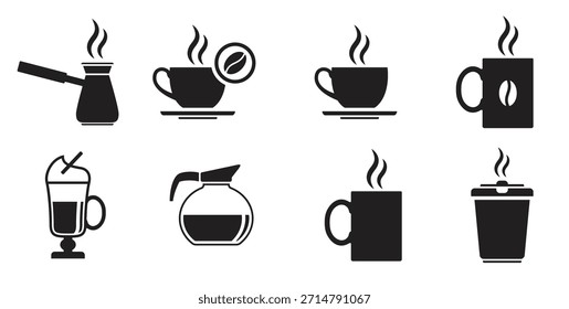 black isolated icons on a theme coffee