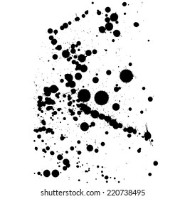 Black isolated ink blot with messy drops