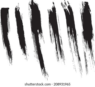 Black isolated ink brush strokes with messy drops