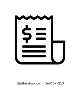 Black Isolated Invoice Icon Receipt Icon Stock Vector (Royalty Free