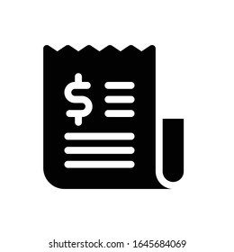 Black Isolated Invoice Icon Receipt Icon Stock Vector (Royalty Free