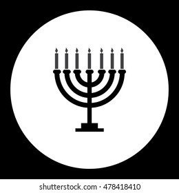 black isolated Jewish candelabrum with seven candles eps10