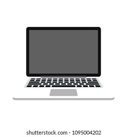 Black Isolated Laptop Front Side. Flat Vector Illustration Style. EPS10