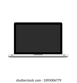 Black isolated laptop front side. Flat vector illustration style. EPS10