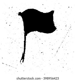 The black isolated logo or poster of a flag in grunge style. Handwork, is suitable for the press on a t-shirt or just jewelry. Vector illustration