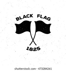 The black isolated logo or poster of a flag in grunge style. Handwork, is suitable for the press on a t-shirt or just jewelry. Vector illustration