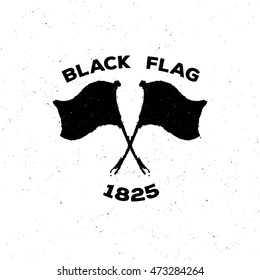 The black isolated logo or poster of a flag in grunge style. Handwork, is suitable for the press on a t-shirt or just jewelry. Vector illustration