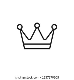 Black isolated outline icon of crown on white background. Line icon of crown. Symbol of authority and power.
