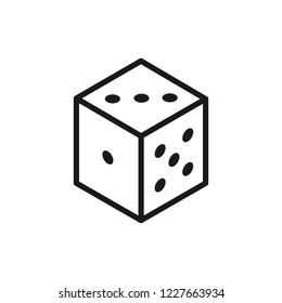 Black isolated outline icon of die on white background. Line Icon of dice