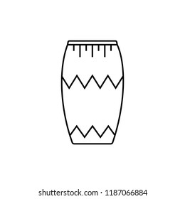 Black isolated outline icon of djembe, drum on white background. Line Icon of percussion musical instrument. Logo illustration.