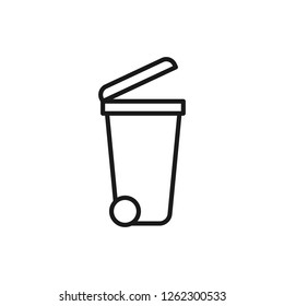 Black isolated outline icon of dumpster on white background. Line Icon of bin for trash.