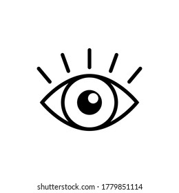 Black isolated outline icon eye with eyelash on white background