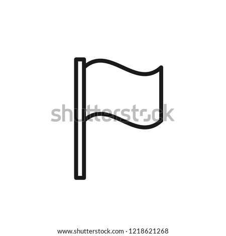 Black isolated outline icon of flag on white background. Line Icon of pennant