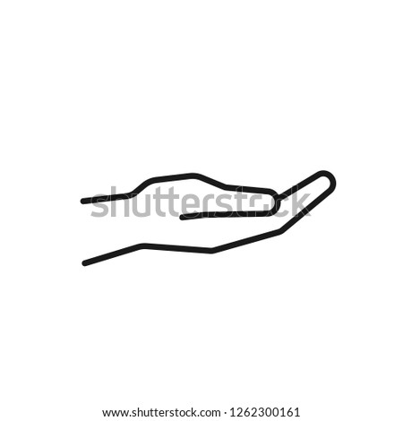 Black isolated outline icon of hand on white background. Line Icon of hand.