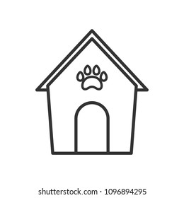 Black isolated outline icon of kennel on white background. Line Icon of animals house.