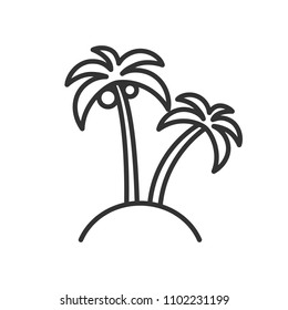 Black isolated outline icon of palms on white background. Line Icon of palm.