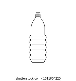 Black isolated outline icon of plastic bottle on white background. Line Icon of plastic bottle