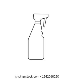 Black isolated outline icon of plastic spray bottle on white background. Line Icon of plastic spray bottle