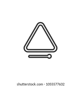 Black isolated outline icon of triangle on white background. Line Icon of percussion musical instrument.