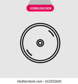 Black isolated outline thin disc vector icon, silhouette, Circle sign, Round symbol, The outlined disc symbol. Simple, modern flat vector illustration for mobile app, website or desktop app  