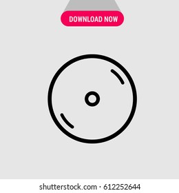 Black isolated outline thin disc vector icon, silhouette, Circle sign, Round symbol, The outlined disc symbol. Simple, modern flat vector illustration for mobile app, website or desktop app  