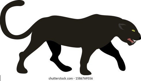 Black isolated panther vector. African animals cartoon illustration.  