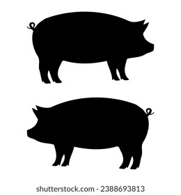 Black Isolated Pig Silhouette vector illustration