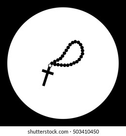 black isolated religion cross and rosary symbol simple icon eps10