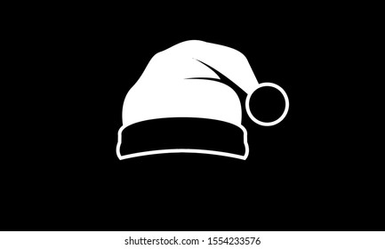 Black Isolated Santa Hat Vector Icon Illustration With Black Background