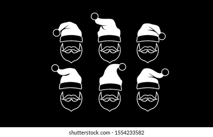 Black isolated Santa hat vector icon illustration with black background