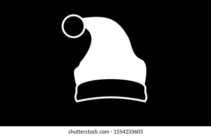 Black isolated Santa hat vector icon illustration with black background