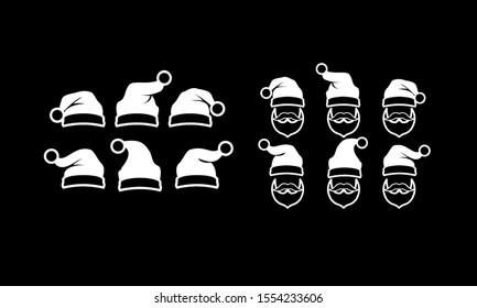 Black isolated Santa hat vector icon illustration with black background