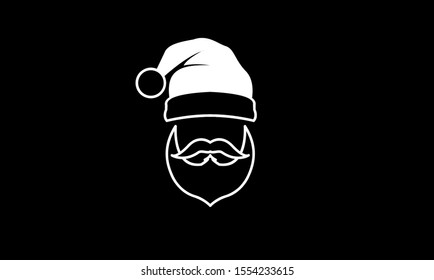 Black isolated Santa hat vector icon illustration with black background