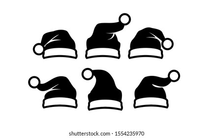 Black isolated Santa hat vector icon illustration