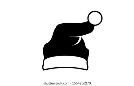 Black isolated Santa hat vector icon illustration