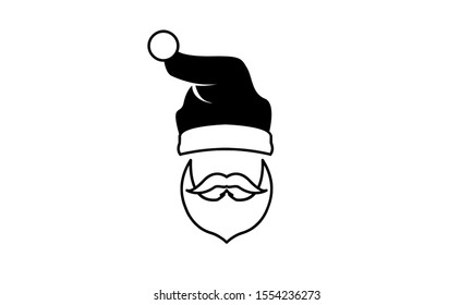 Black isolated Santa hat vector icon illustration