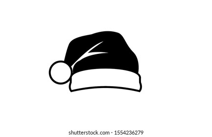 Black Isolated Santa Hat Vector Icon Illustration