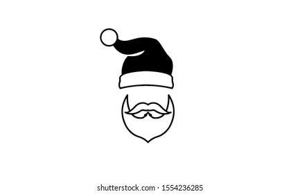 Black isolated Santa hat vector icon illustration