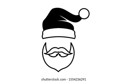 Black isolated Santa hat vector icon illustration