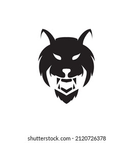 black isolated scare face wolf logo design, vector graphic symbol icon illustration creative idea