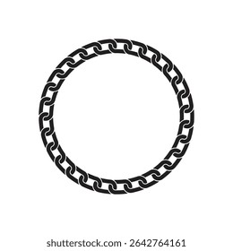 Black isolated silhouette chain circle border on white background template