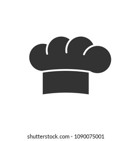 Black isolated silhouette of hat of chef on white background. Icon of cook cap.