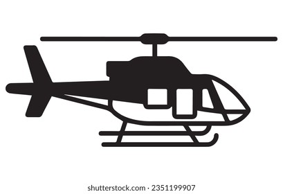 Black isolated silhouette of helicopter on white background, Helicopter silhouette in black vector graphic
